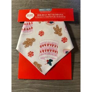 Merry Moments Small Holiday Pet Bandana Gingerbread‎ Cake Candy Print